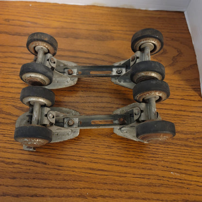 Vintage Adjustable Metal Roller Skates Antique Strap-On Pair