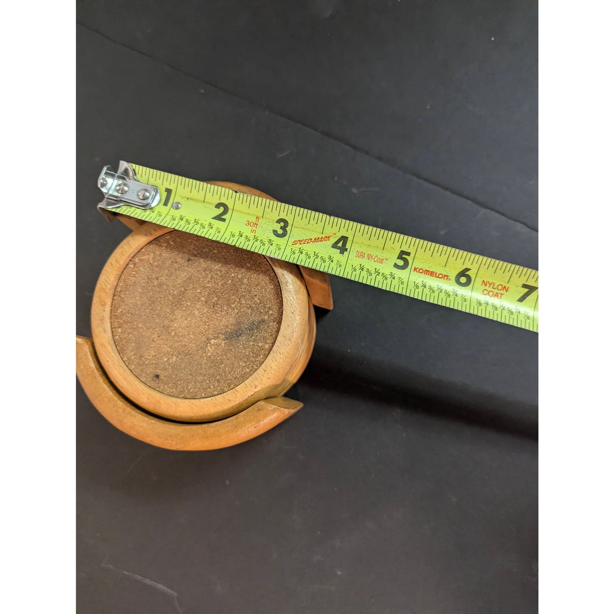Vintage Mid Century Modern Wooden Drink Coasters Set of 6 with Holder