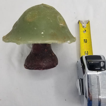 Vintage 1970s Mushroom Candle Mid Century Modern UNUSED Green brown