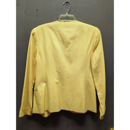 Talbots Yellow Rayon Collarless Blazer Jacket Size 4 Preppy Mod Retro