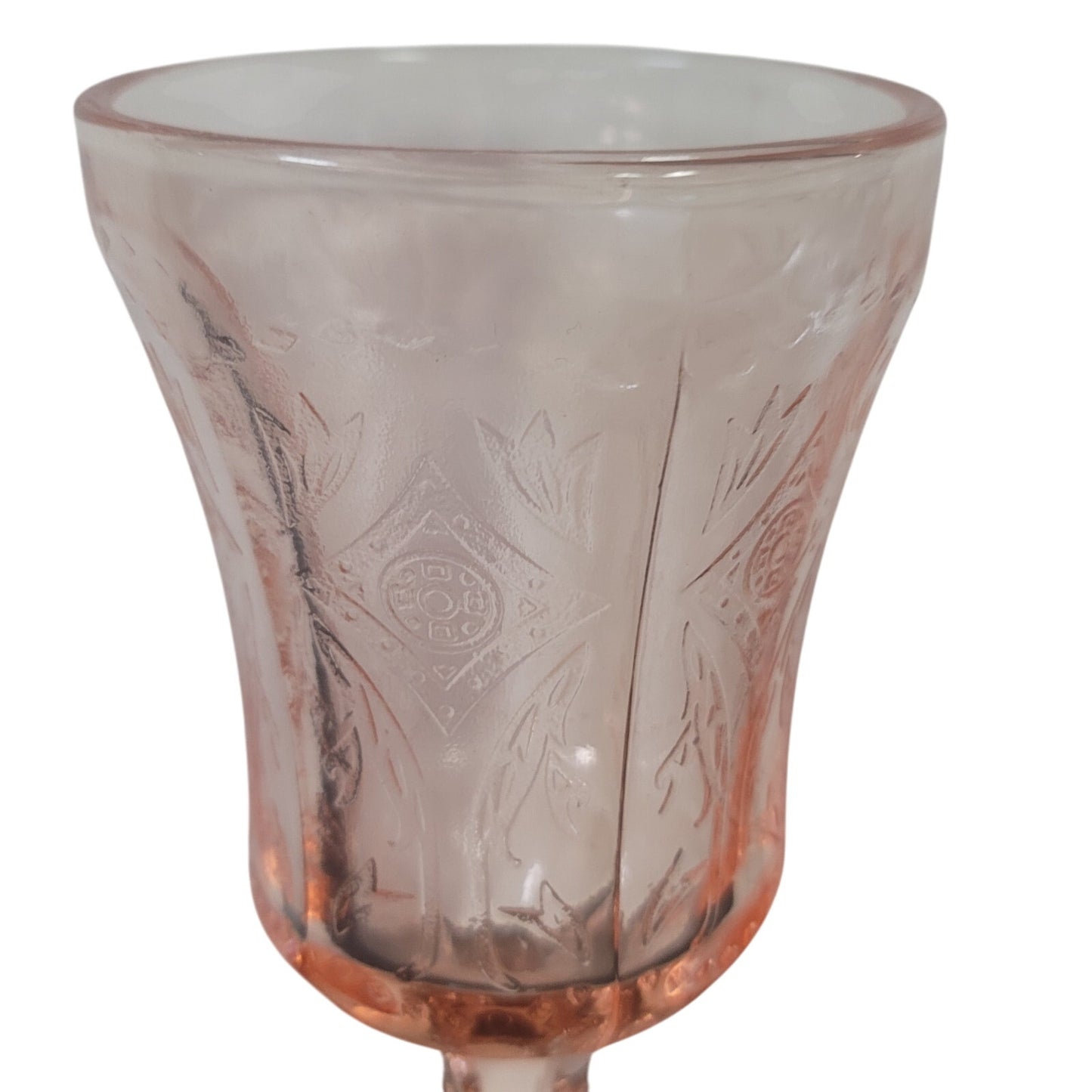 Vtg Pink Depression Glass Indiana Madrid Footed Goblet 6 1/2”T Mid-Century drink