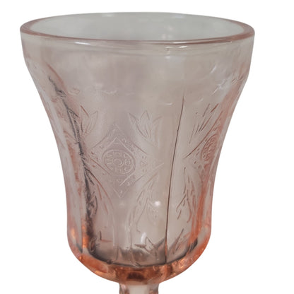 Vtg Pink Depression Glass Indiana Madrid Footed Goblet 6 1/2”T Mid-Century drink