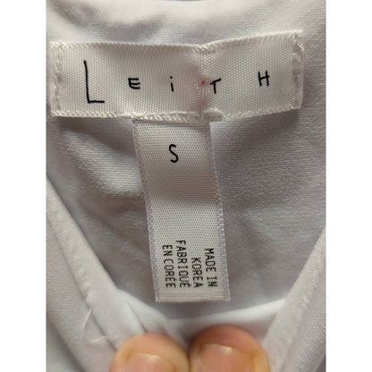 Leith Women's Small Solid White Scoop Neck Bodysuit NWT Thong Casual Layering