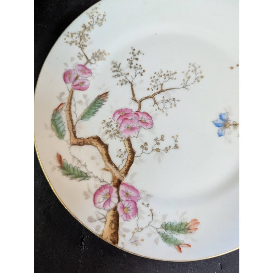 Vintage Haviland Salad Plate Pink Blue Green Plum Blossom  Floral Flower Branch