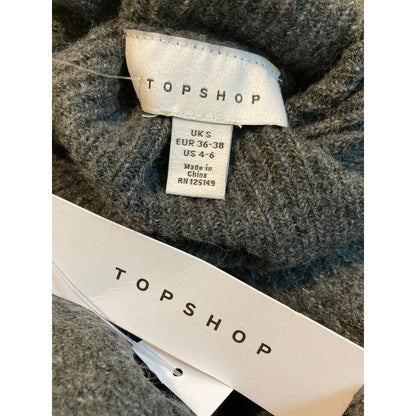 Topshop Cuffed Ribbed Relaxed Fit Funnel Neck Sweater Dress Sz 4-6 in Gray NWT