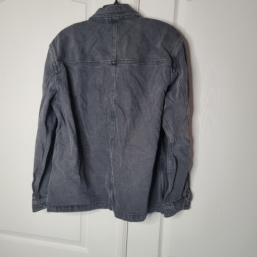 Topman faded denim black Chore Jacket Size XL NEW 3 pocket button up