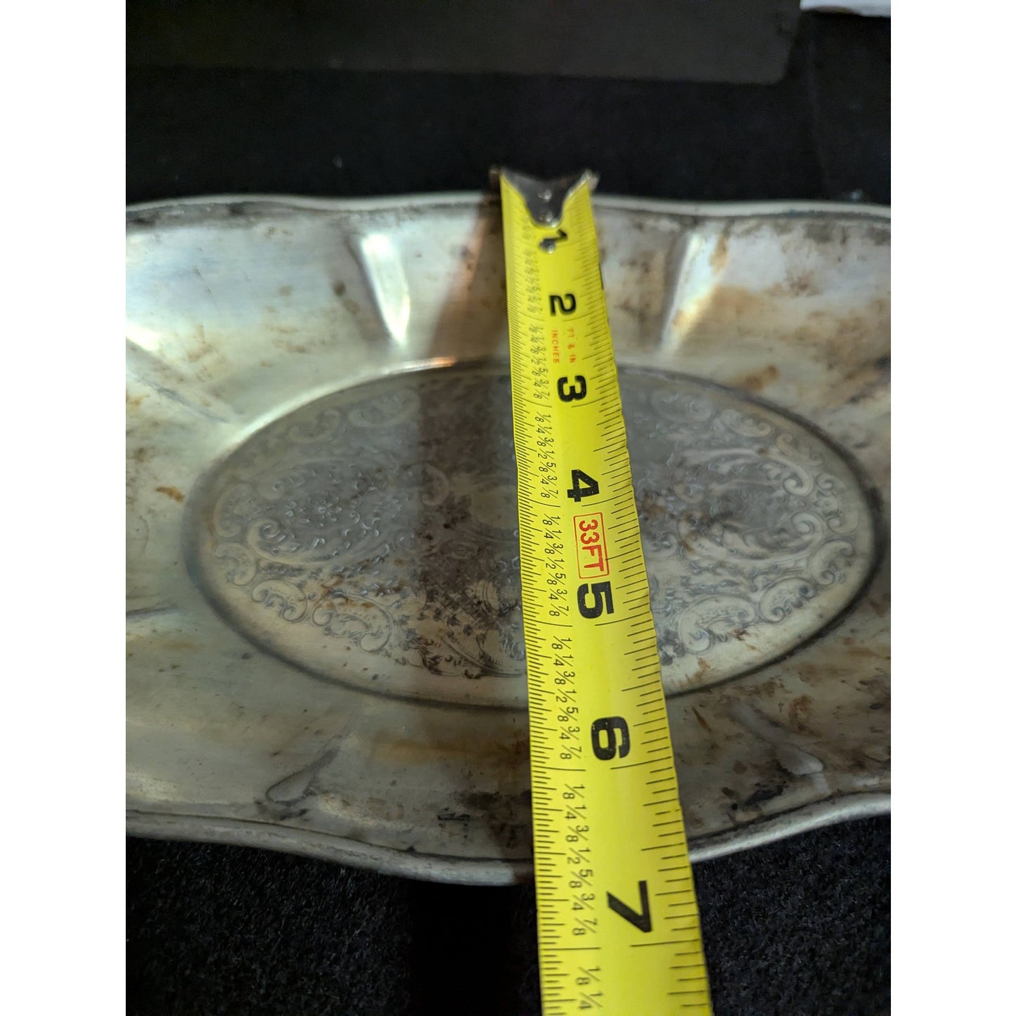 Vintage National Silver Co. Ornate Chased Oval Silverplate Tray
