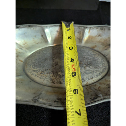 Vintage National Silver Co. Ornate Chased Oval Silverplate Tray