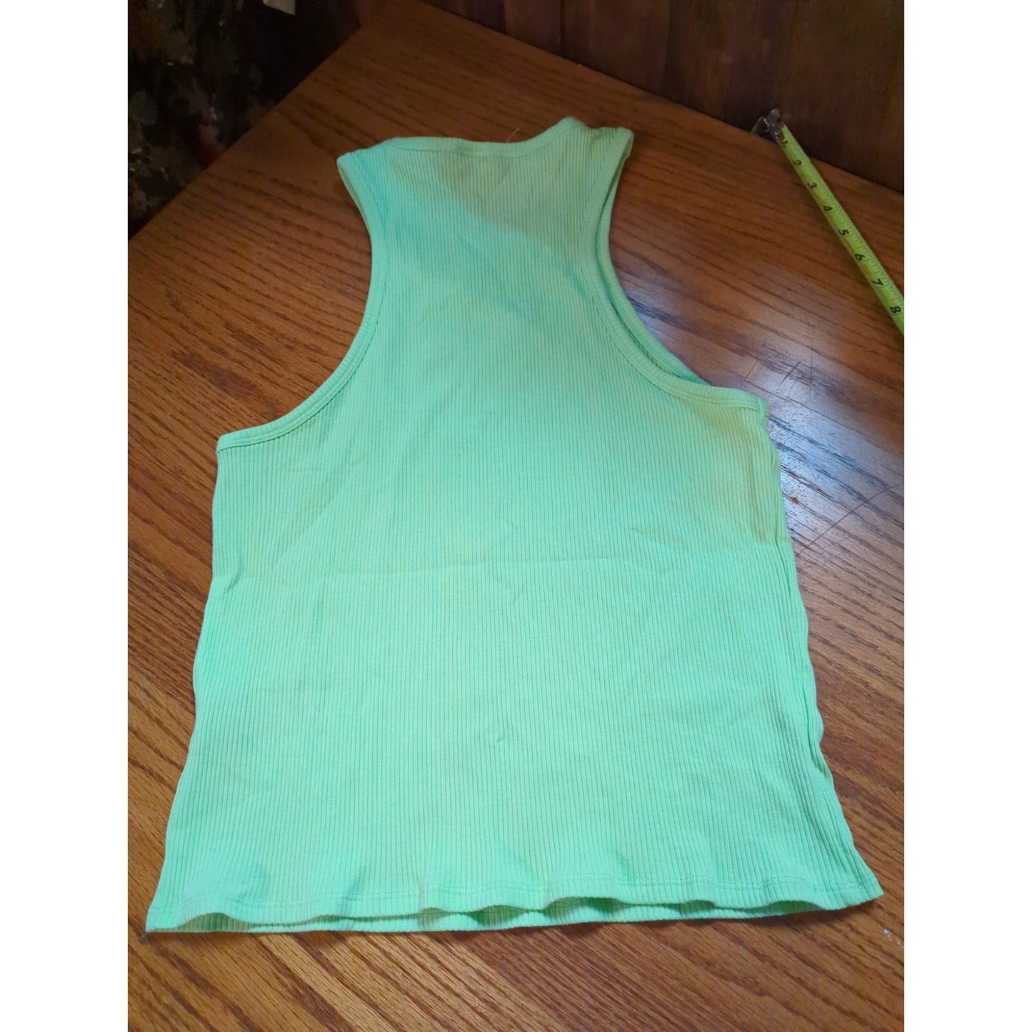 Topshop Lime Green Ribbed High Neck Tank Top Size 14 NEW casual layering