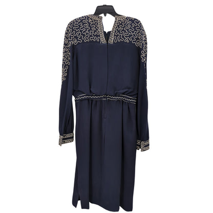 Margaret's Lubbock Texas Dress cinched waist Navy Soutache Church Wedding
