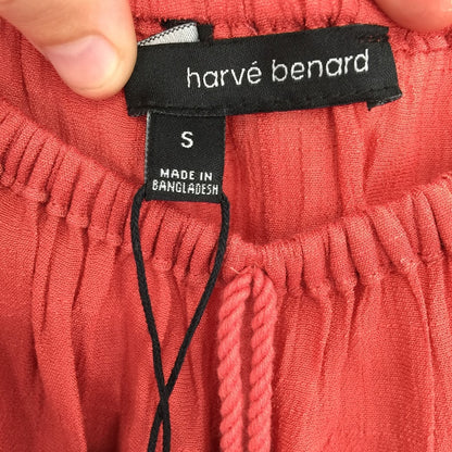 Harve Benard Boho Peasant Top Off Shoulder Gathered Neck Small Salmon NWT
