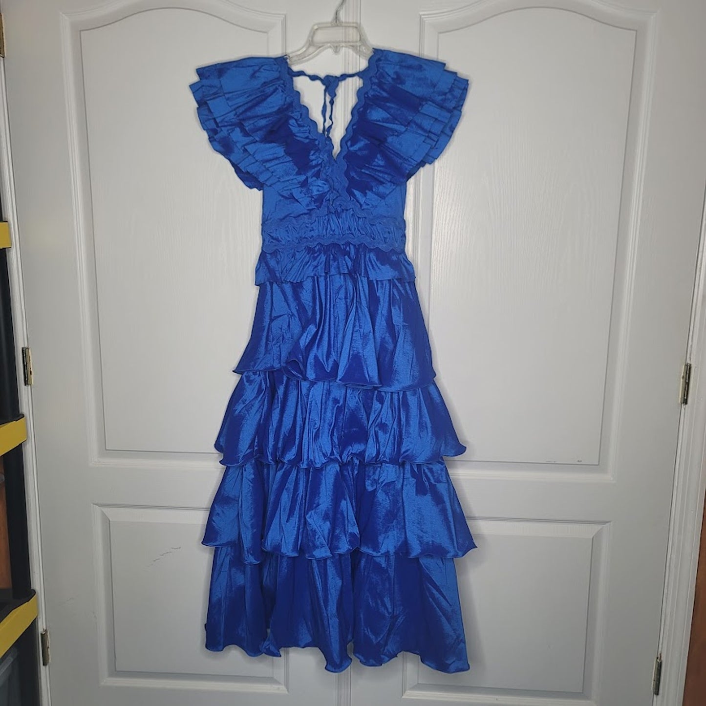 NEW Flamenco Tango BLUE Multi Tiered Dress youth large DANCE Fiesta Formal