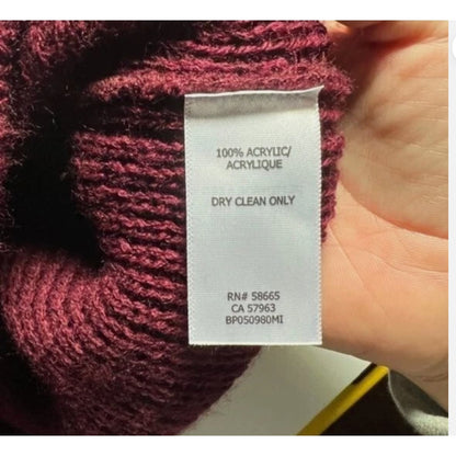 BP Fuzzy V Neck Sweater SMALL new winter oversized Knit burgundy vine wine