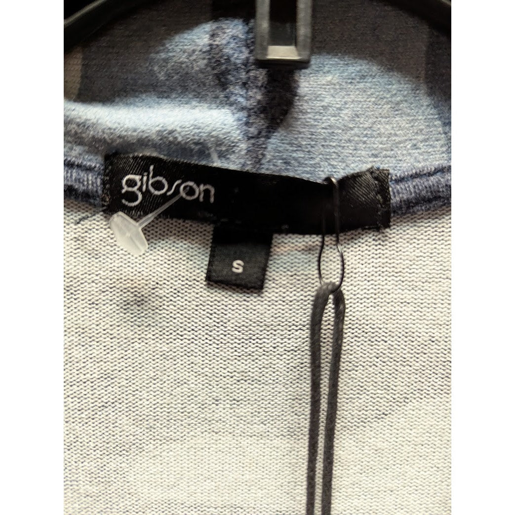 Gibson Women's Blue Camouflage Open Front Cardigan NWT Size Small Long Sleeve