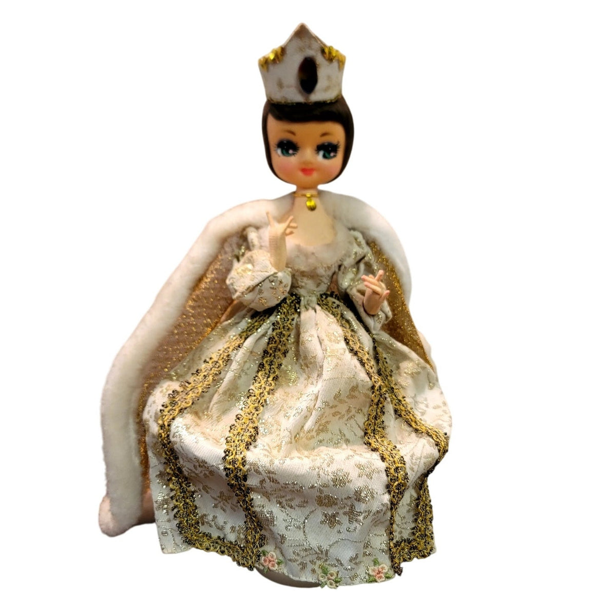 Big Eyes Vintage doll queen Bradley Made Korea Crown Robe Cape Rainbow Tiara