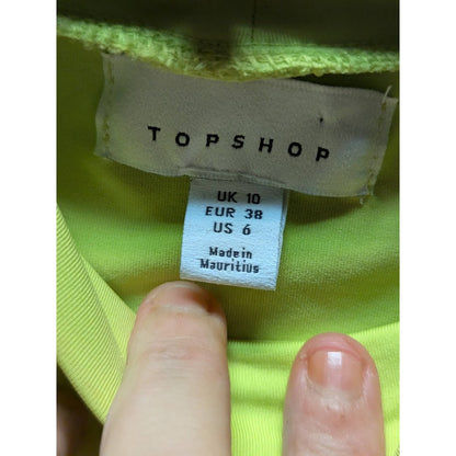 Topshop long sleeve slinky bodysuit in electric green mock neck Size 6 thong
