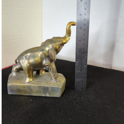 Vintage Single Chalkware elephant statue bookend Trunk Up