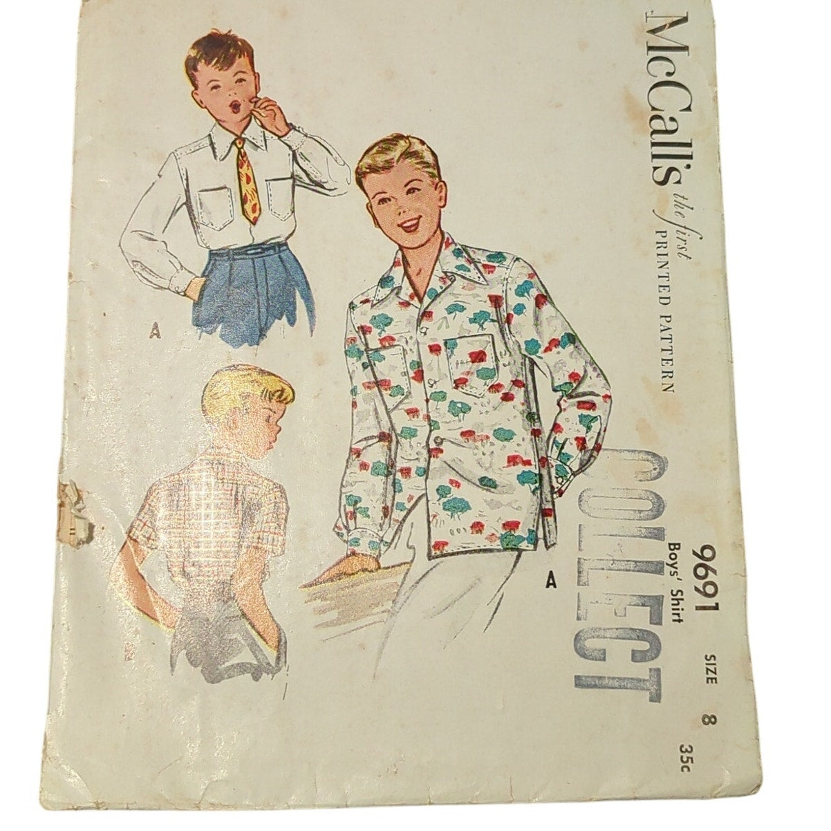 Vintage Sewing pattern McCall's 9691 Size 8 Boys' Shirt