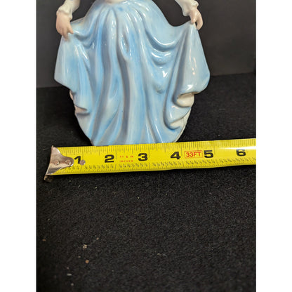 Vintage Blue and White Gown Lady Figurine Kitschy Porcelain Figurine