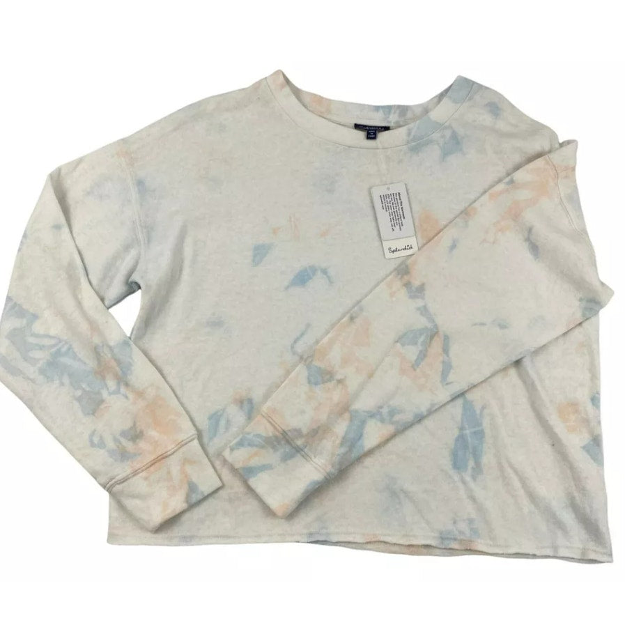NWT Splendid Raw Hem Tie Dye Crop Sweatshirt Top Sz XL/Extra Large in Multi