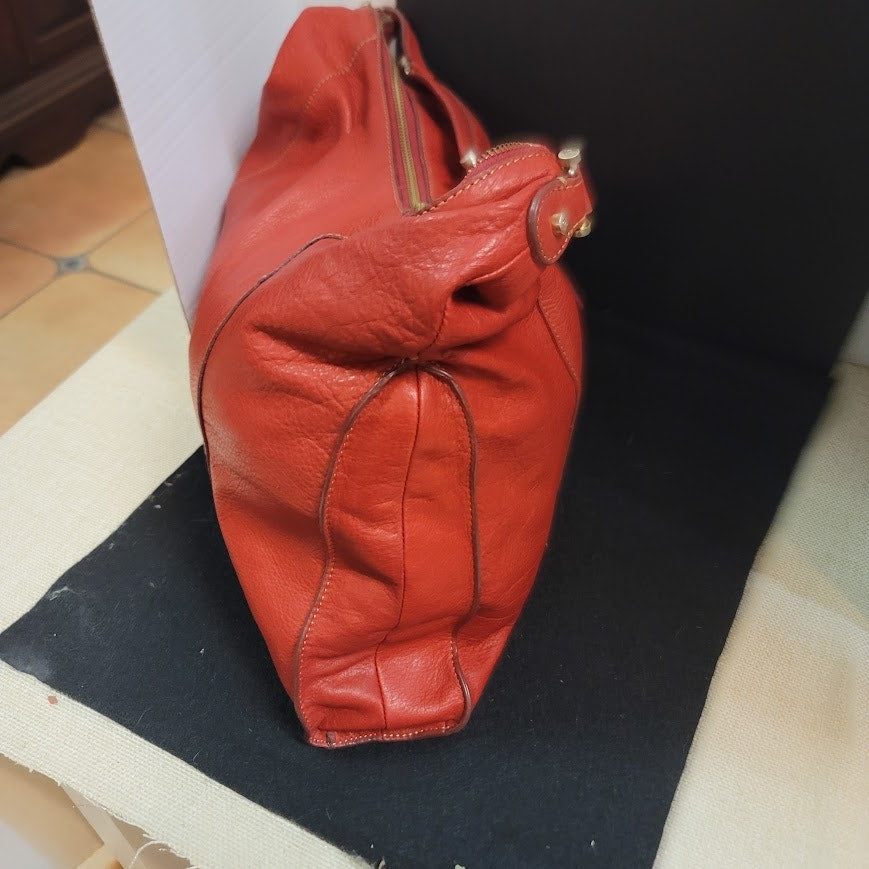 Vintage Liz Claiborne Red / burnt orange NICE Leather Hobo Shoulder Bag