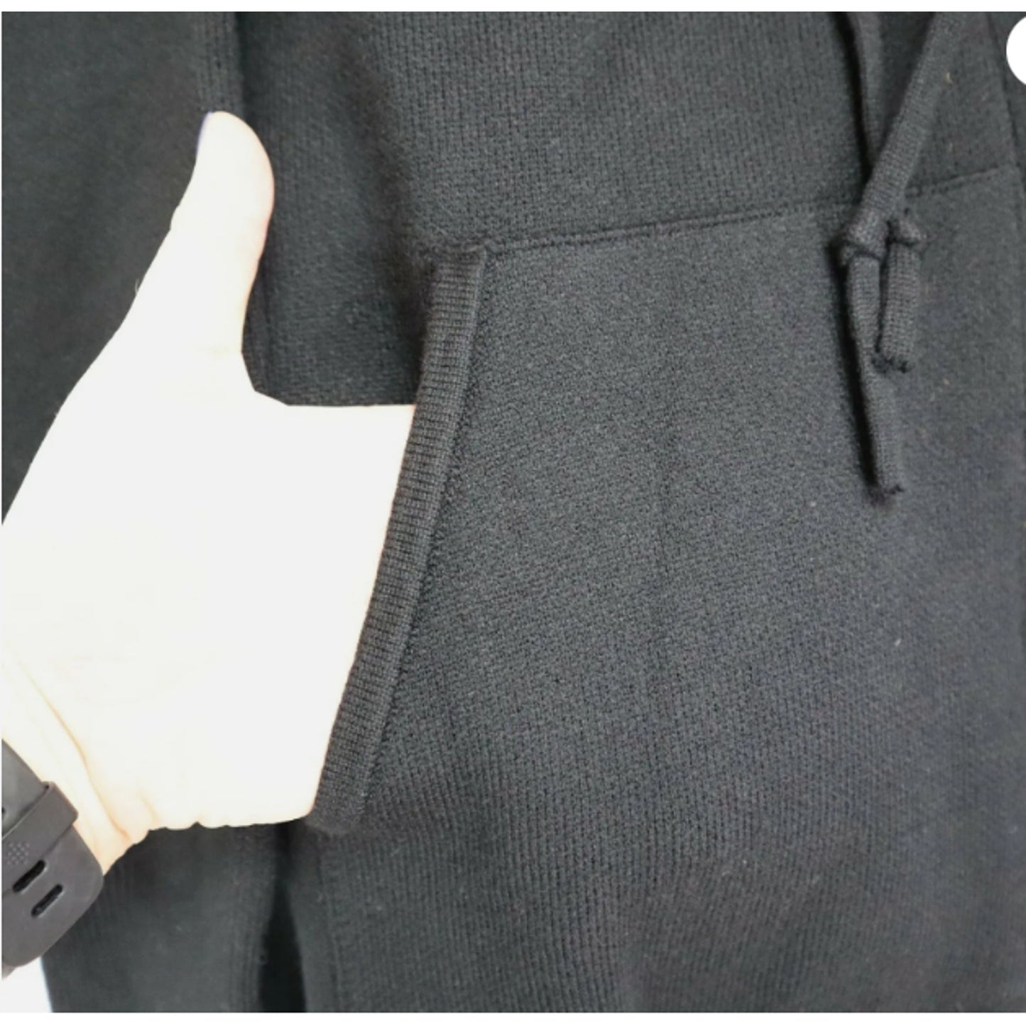 Cotton Emporium Full Zip Hooded Viscose Blend Gray Jacket BLACK $82 MEDIUM