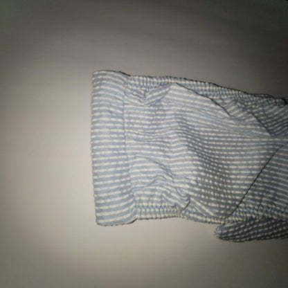 Blue Sky NEW Blue White Striped Bandeau Side Boning Swim Top LIned LARGE TieBack