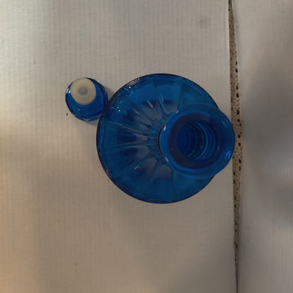 Vintage Empoli Cobalt Blue Glass Decanter with Stopper, Made in Italy Optic