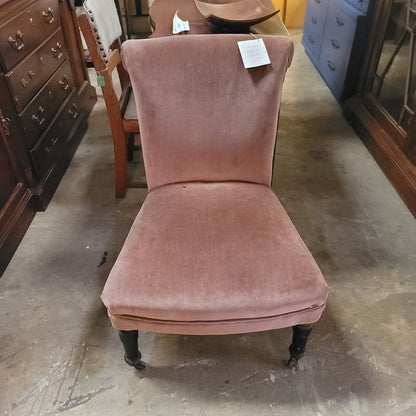 Secondhand Sandies: Vintage 1980 crushed mauve pink velvet slipper chair