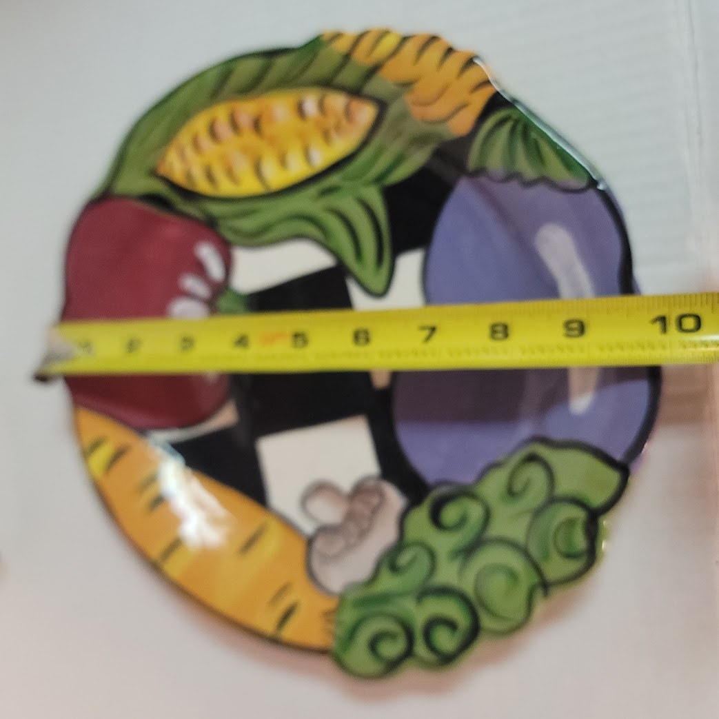 Vintage Jay and Tony Mann Hand Painted Vegetable Garden Plate Farmhouse Bistro