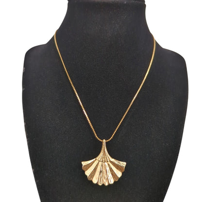 Vintage Fashion Necklace goldtone fan box chain elegant classy