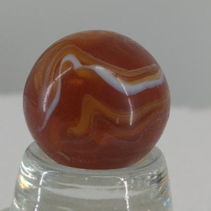 Vintage Christensen Agate CAC Striped Caramel Swirl Glass Marble Shooter 7/8"