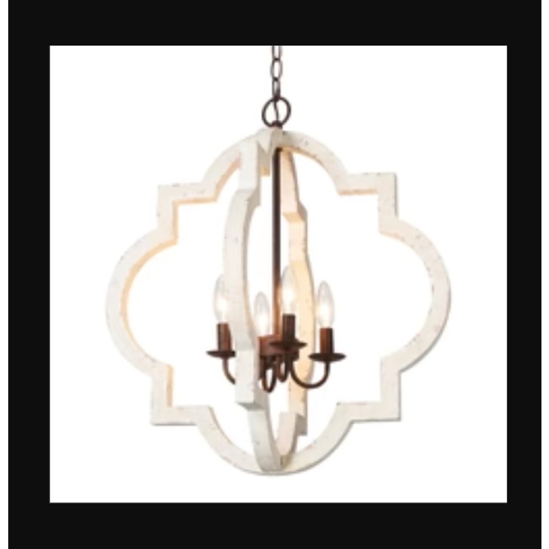 LNC Adrammelech Modern Farmhouse Mini Cage Chandelier in Whitewash A03701  NEW