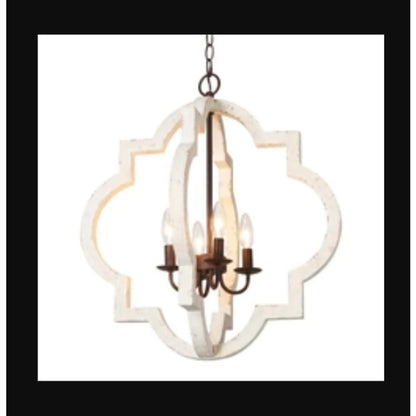 LNC Adrammelech Modern Farmhouse Mini Cage Chandelier in Whitewash A03701  NEW