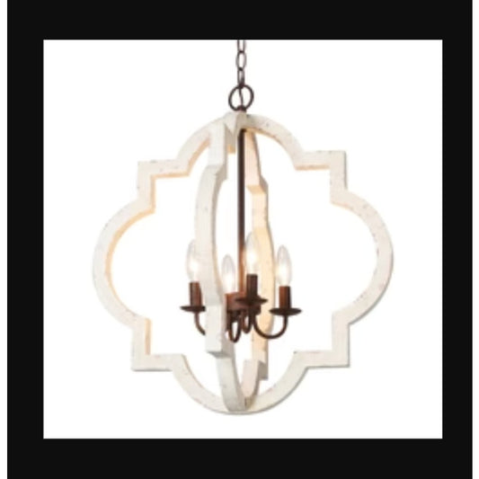 LNC Adrammelech Modern Farmhouse Mini Cage Chandelier in Whitewash A03701  NEW