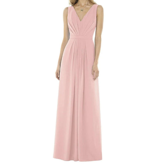 Social Bridesmaid Size 4 Blush Sleevless Maxi Bridal Style 8157 Dress chiffon