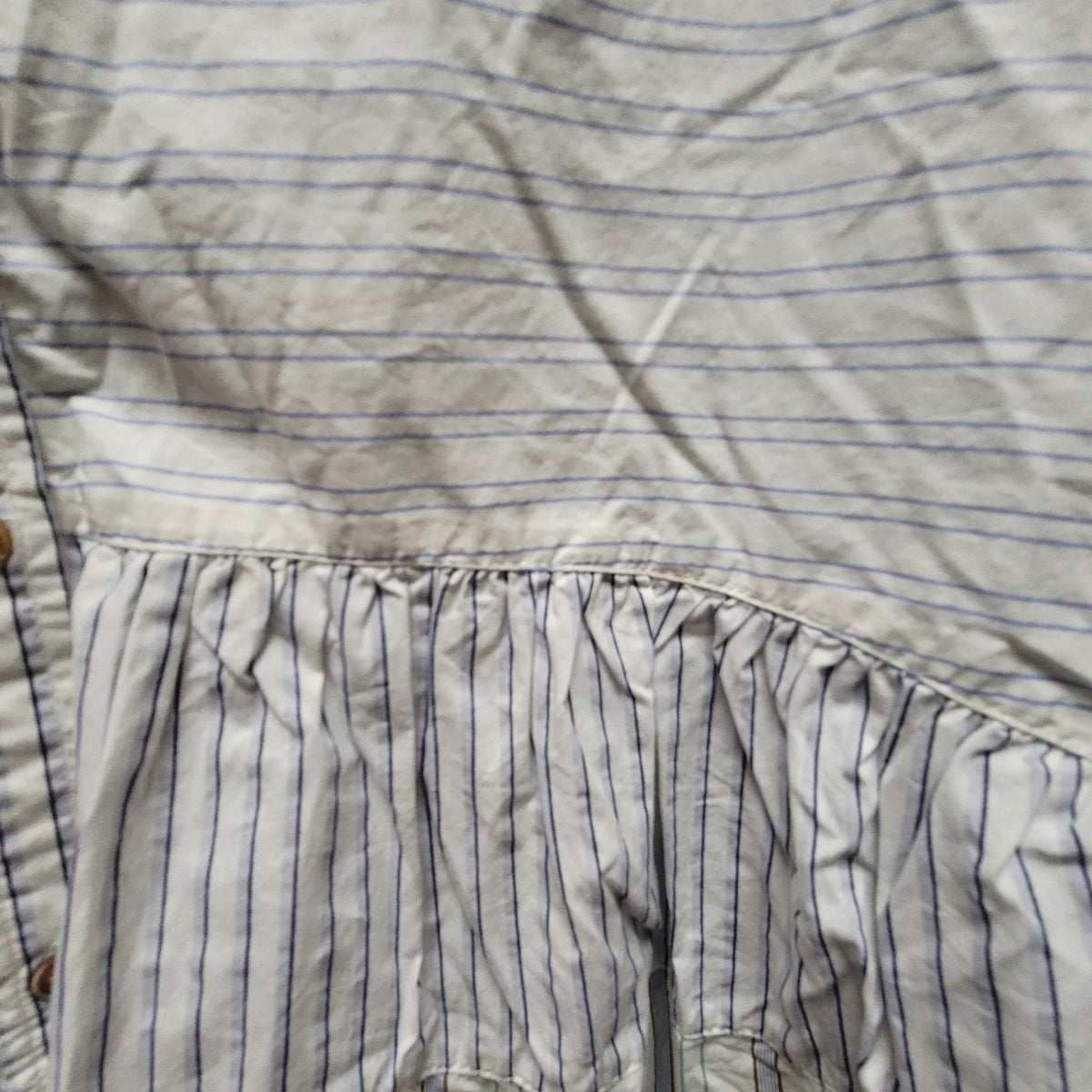 holding horses Size Large Blue white striped babydoll blouse top Anthropologie
