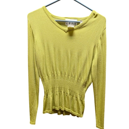 N Touch Yellow long sleeve elastic waist detail casual stretch SMALL style 149D