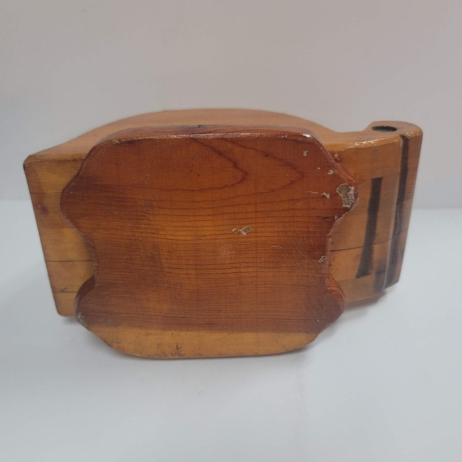Vintage handmade wood SNAIL bank Piggy 2 pc. pedestal UNIQUE gift