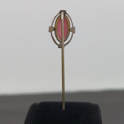 Vintage Gold Tone Pink Cameo Lapel Pin 2.5 Inch Classic Victorian Revival