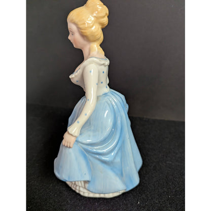 Vintage Blue and White Gown Lady Figurine Kitschy Porcelain Figurine
