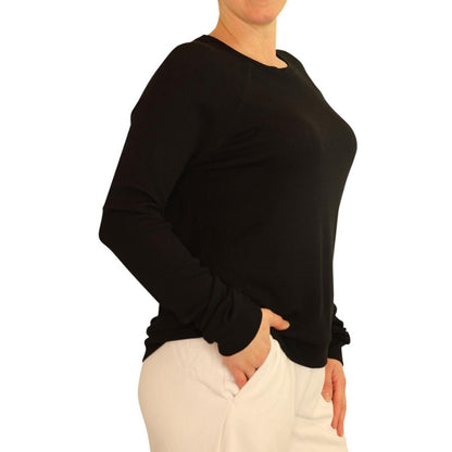 PJ Salvage Black thermal waffle knit Tshirt Womens Size medium layering