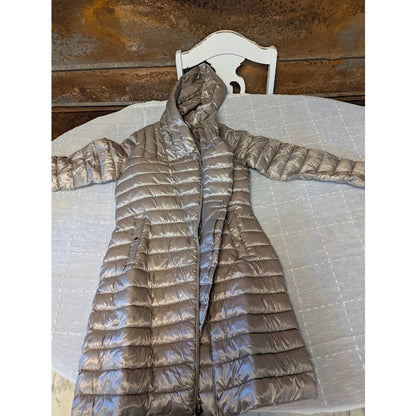 Via Spiga Packable Hooded Down Quilted Puffer Parka Coat Jacket Moonstone Small