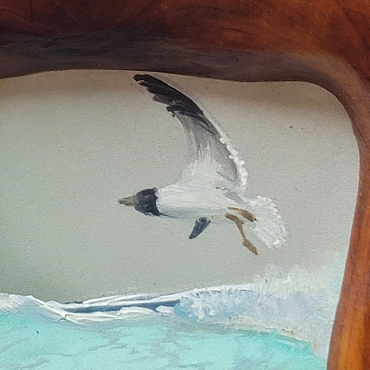 Richard Weers Seagull Beach Coastal Decor Cypress/Cedar Frame Oil Painting