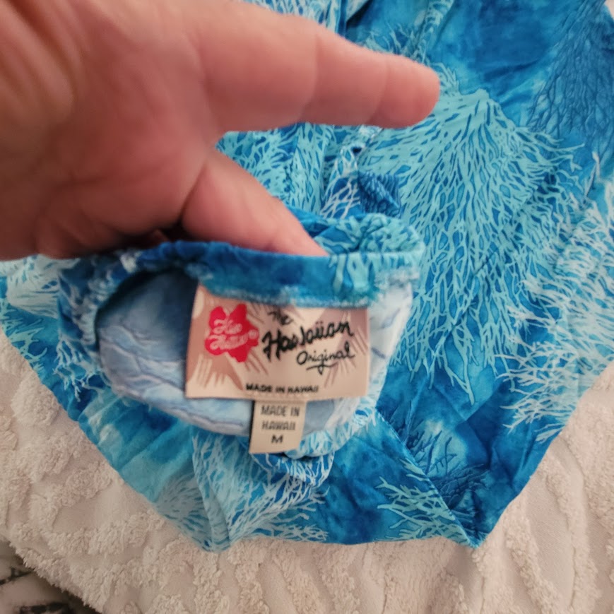 Hilo Hattie Hawaiian Blue Tie Dye Halter Dress Size Medium Resortwear Vacation