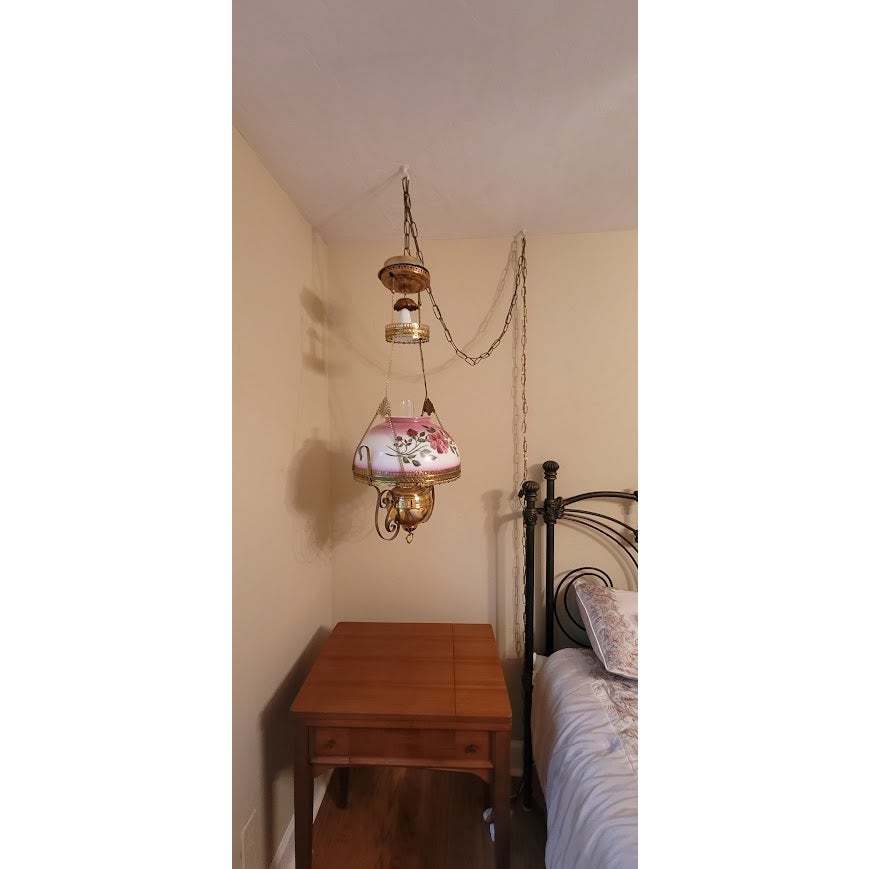 Secondhand Sandies: Antique Victorian Style Hanging Parlor Hurricane Swag Lamp