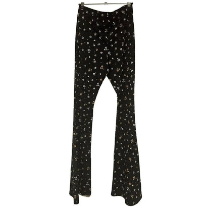 Topshop Boho Preppy Slim Fit Flare Leg Pants Sz 4 US in Black Ditzy Floral NWT