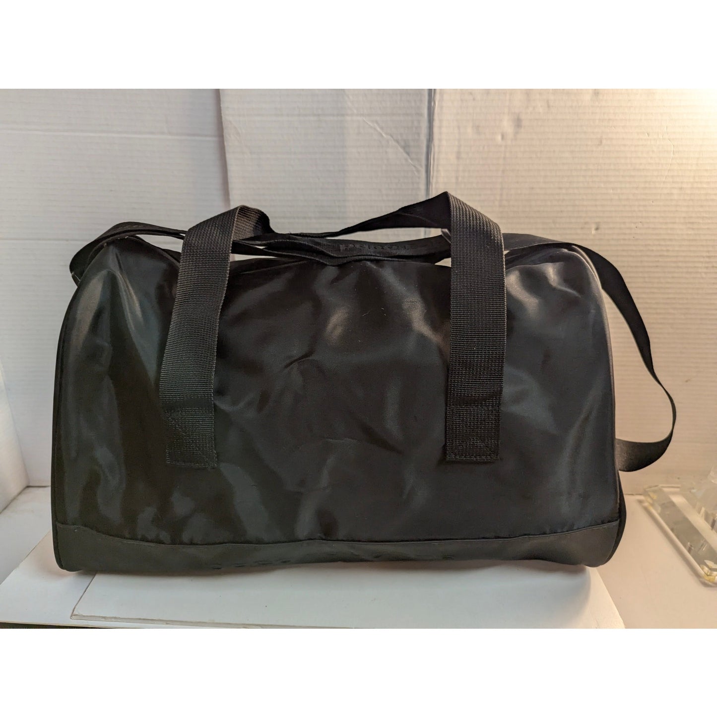 Vintage Paco Rabanne Black Duffle Bag Travel Carry On Weekender Nylon Bag