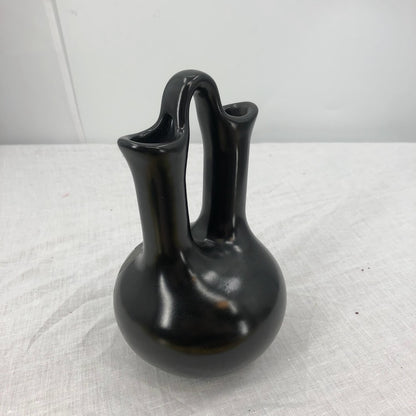 Vintage GG George Georgene Garrett Pottery Black Wedding Vase '91 Santa Clara 7"
