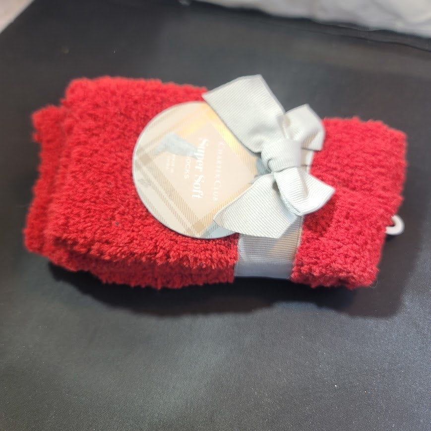 Charter club Super Soft Socks Fuzzy Red Holiday One Size Fits Most